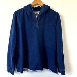 Lands’ End Serious Sweats Hooded Sweatshirt Hoodie Navy Blue L Minimalist